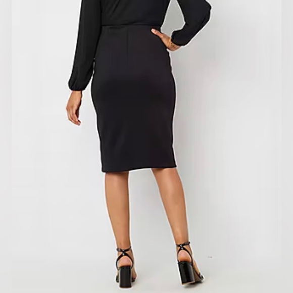 Bold Elements Black Midi Pencil Skirt Front Zipper - Picture 3 of 3